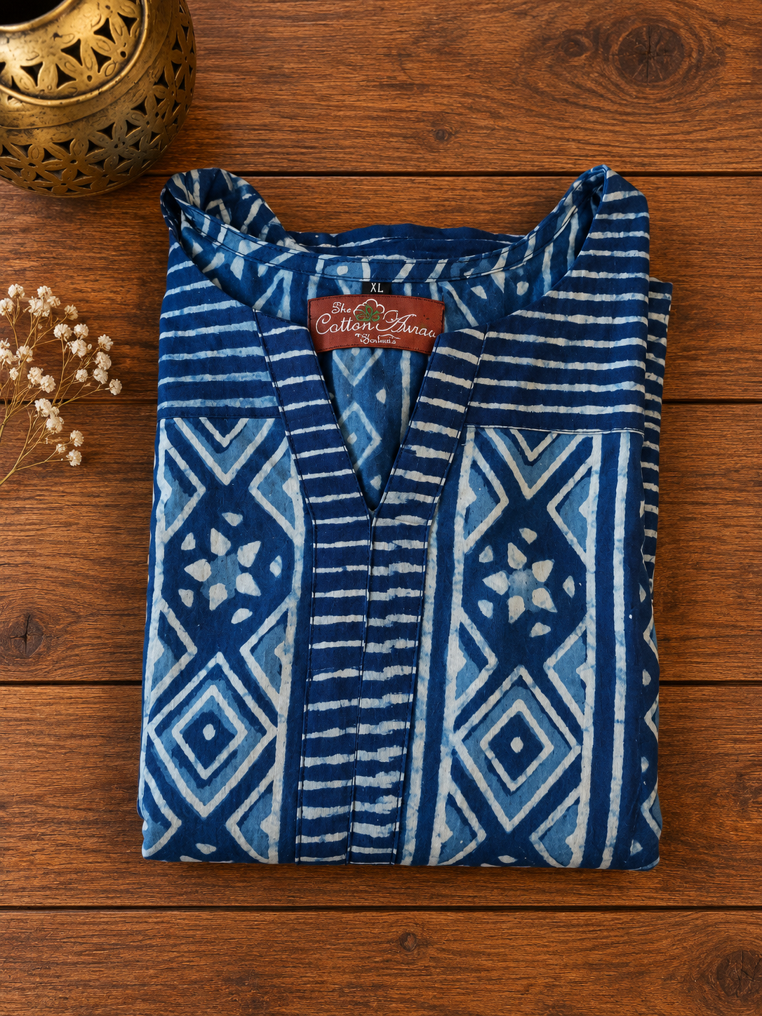 Pure Handblock Print Indigo Long Kurti