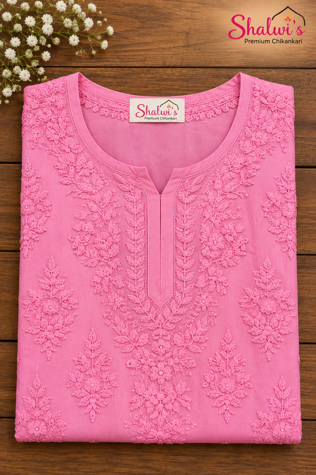 Pure Muslin Short Kurti with Detailed Chikankari Handwork