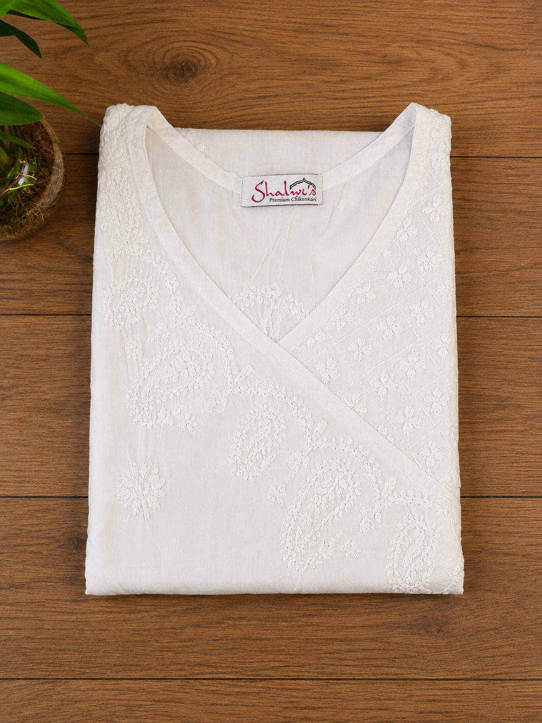 Pure Cotton Short Kurti with Chikankari Handwork