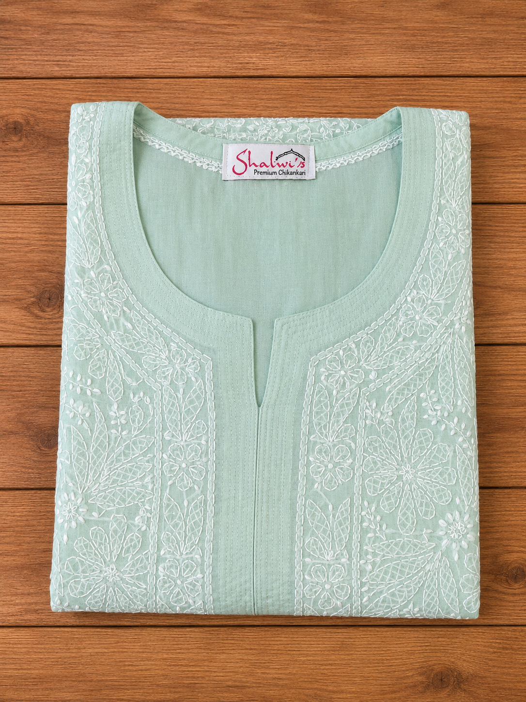 Cotton Voile Long Kurti with Chikankari Shadow Work