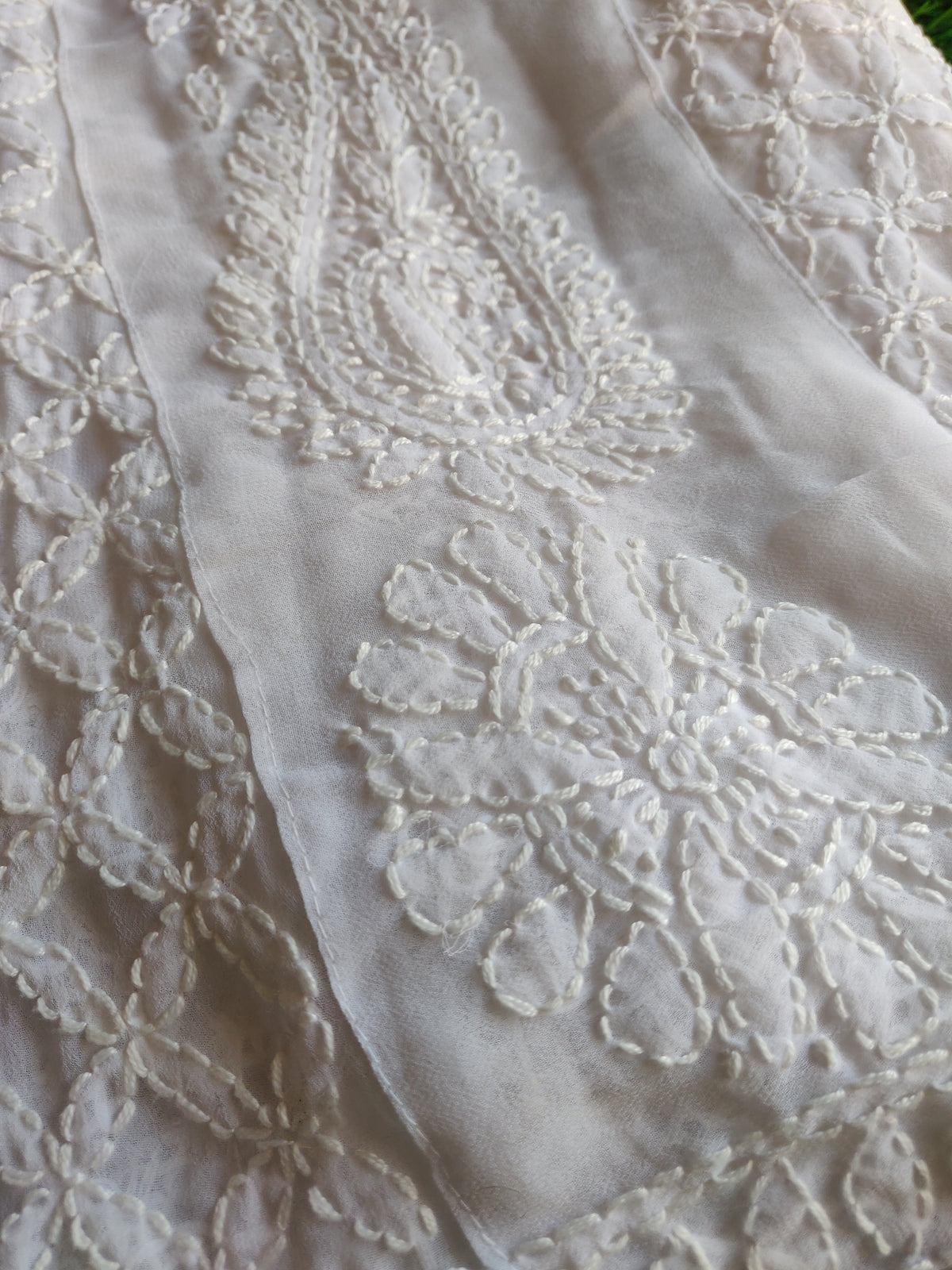 Bottom Wear - Georgette Palazzo - White