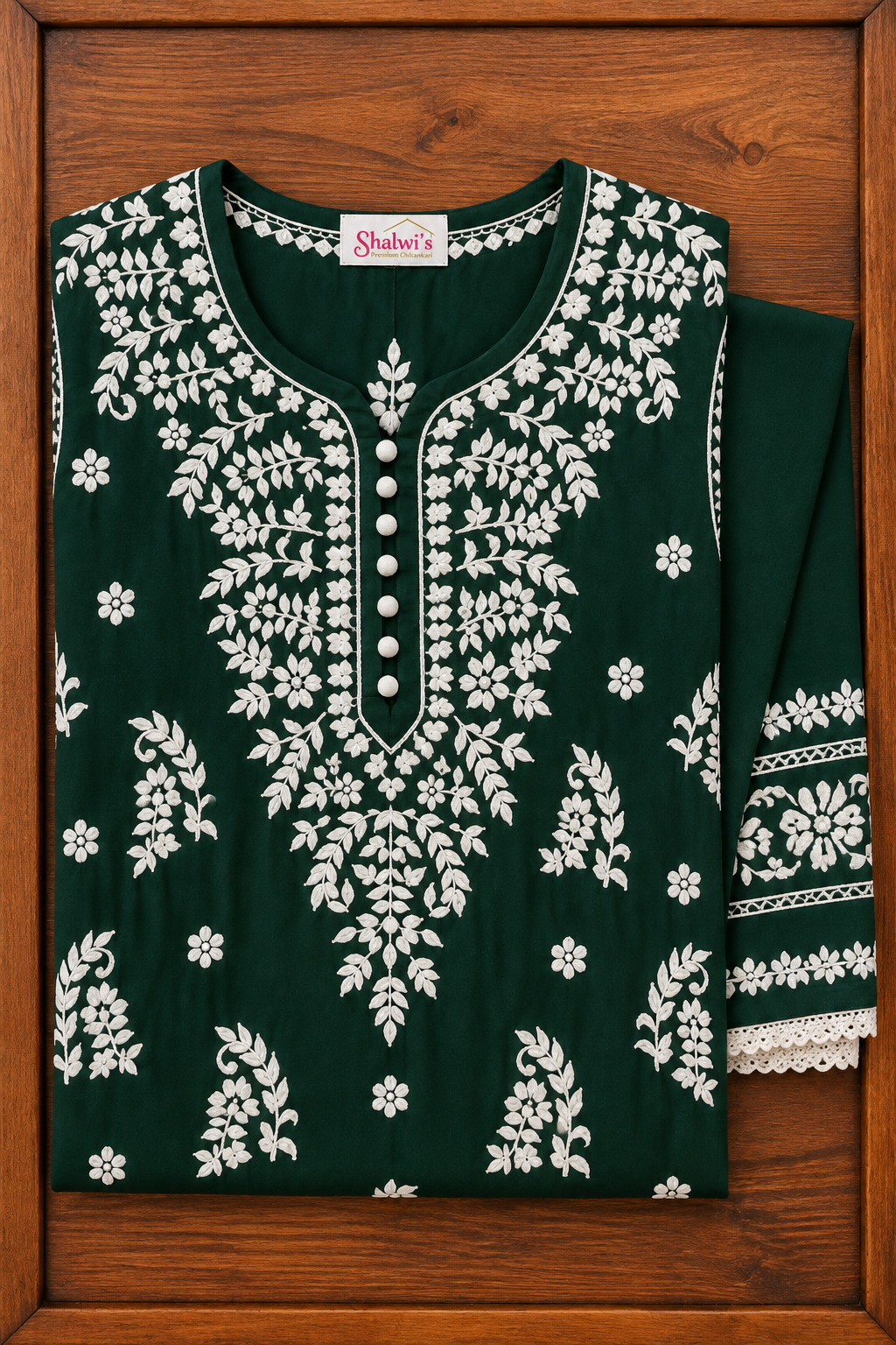 Pure Modal Long Kurti with Intricate Chikankari Handwork