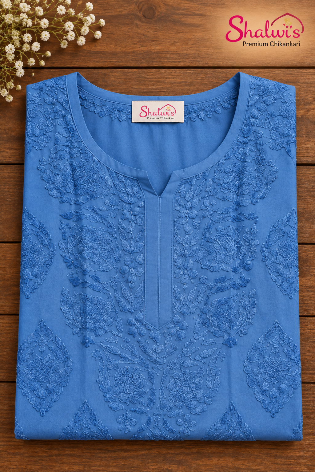 Pure Muslin Short Kurti with Detailed Chikankari Handwork