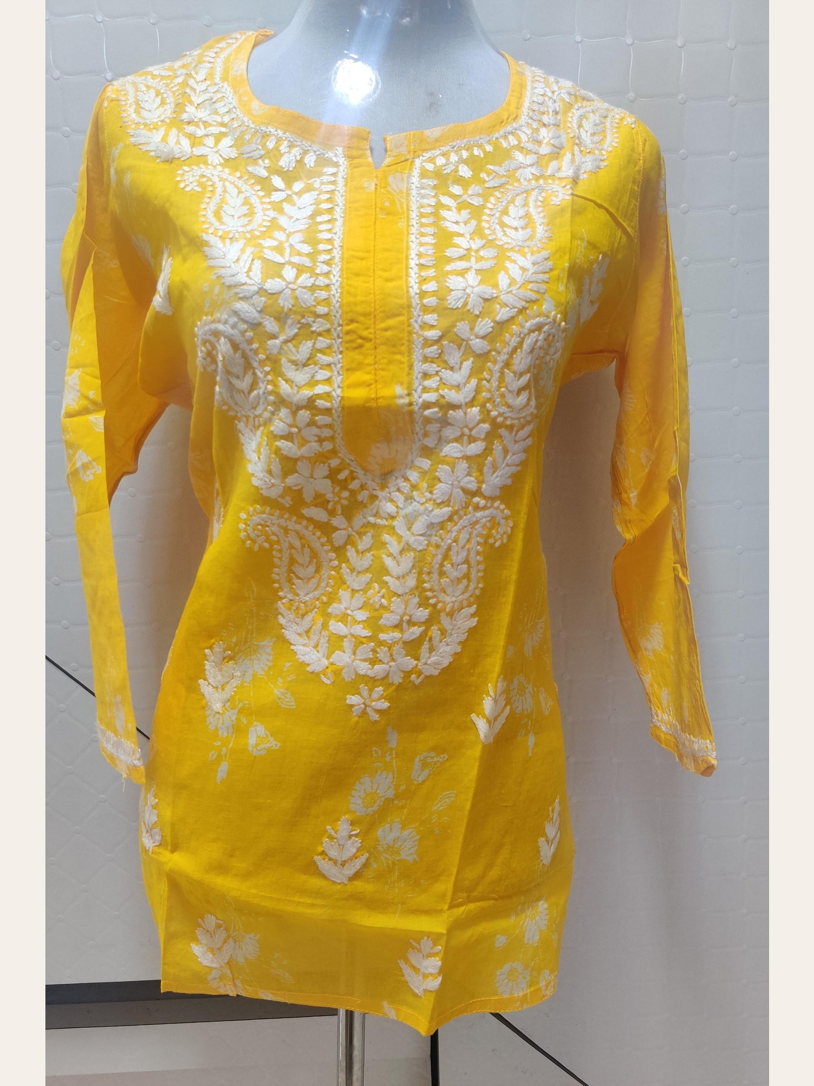 Yellow Mulmul Short kurtis
