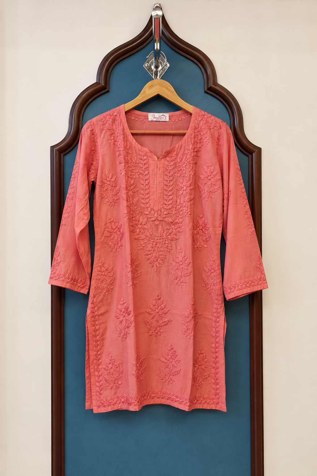 Pure Muslin Short Kurti with Detailed Chikankari Handwork