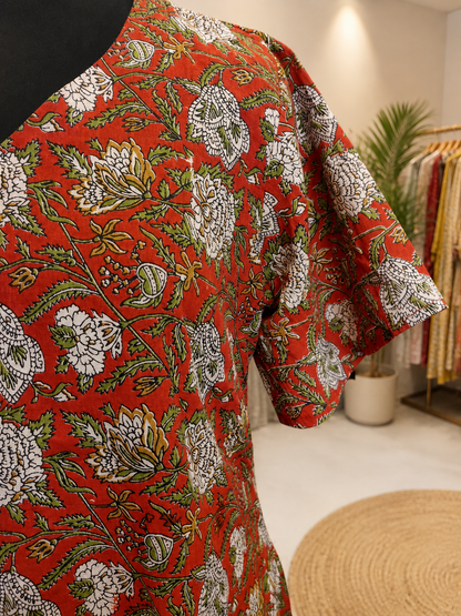 Pure Kalamkari Hand block Print Cotton One-Piece