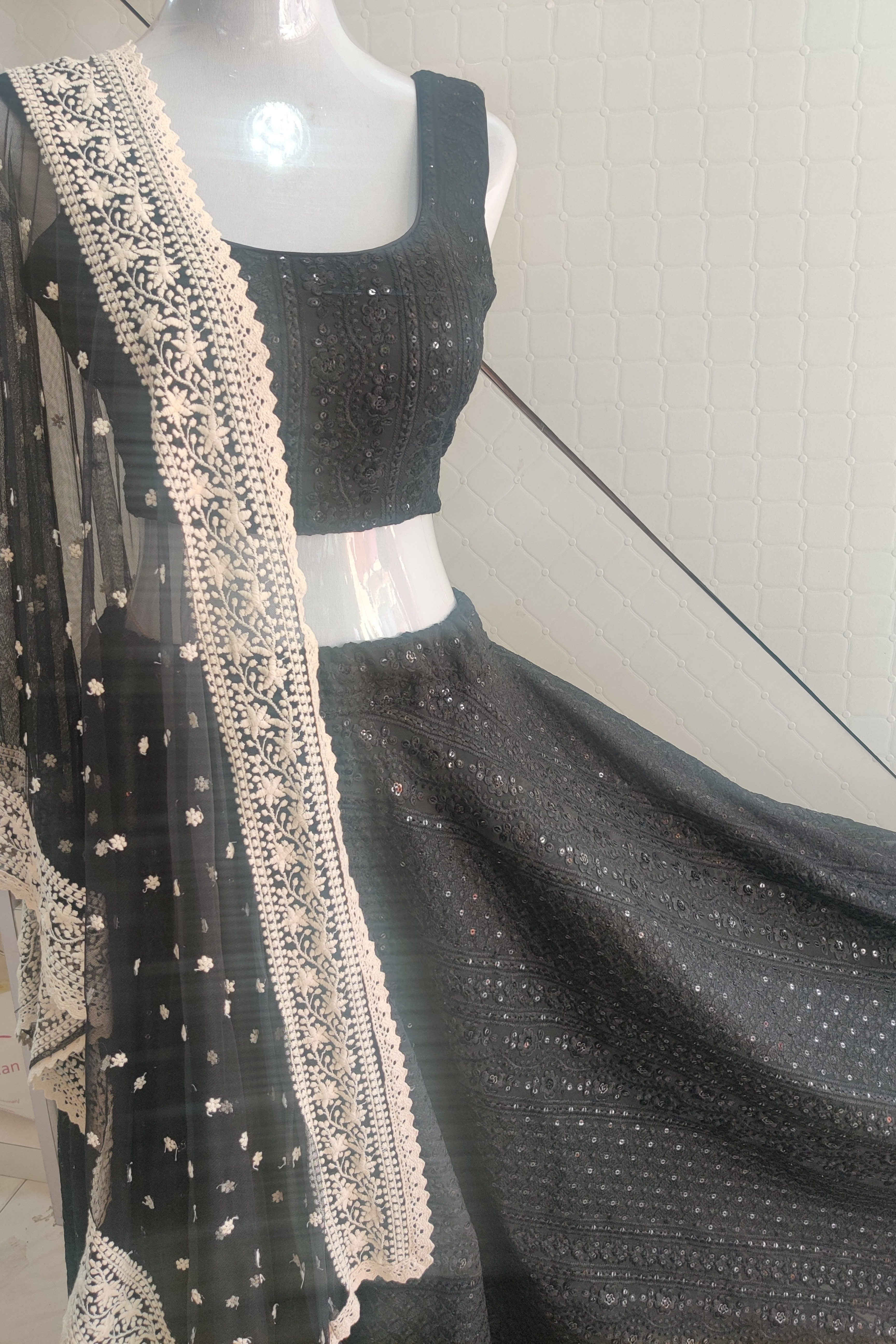 Georgette Chikan sequence Lehenga