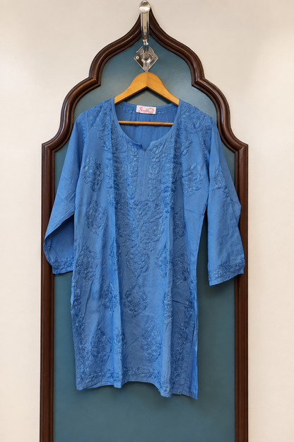 Pure Muslin Short Kurti with Detailed Chikankari Handwork