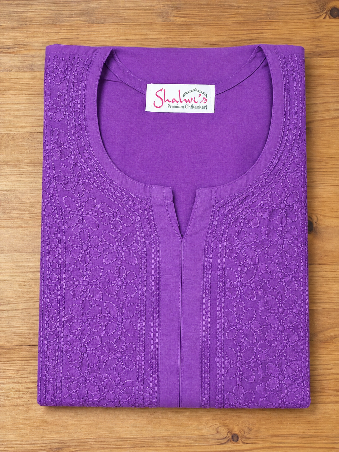 Pure Chanderi Long Kurti with Bakhiya Chikankari