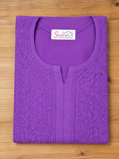 Pure Chanderi Long Kurti with Bakhiya Chikankari