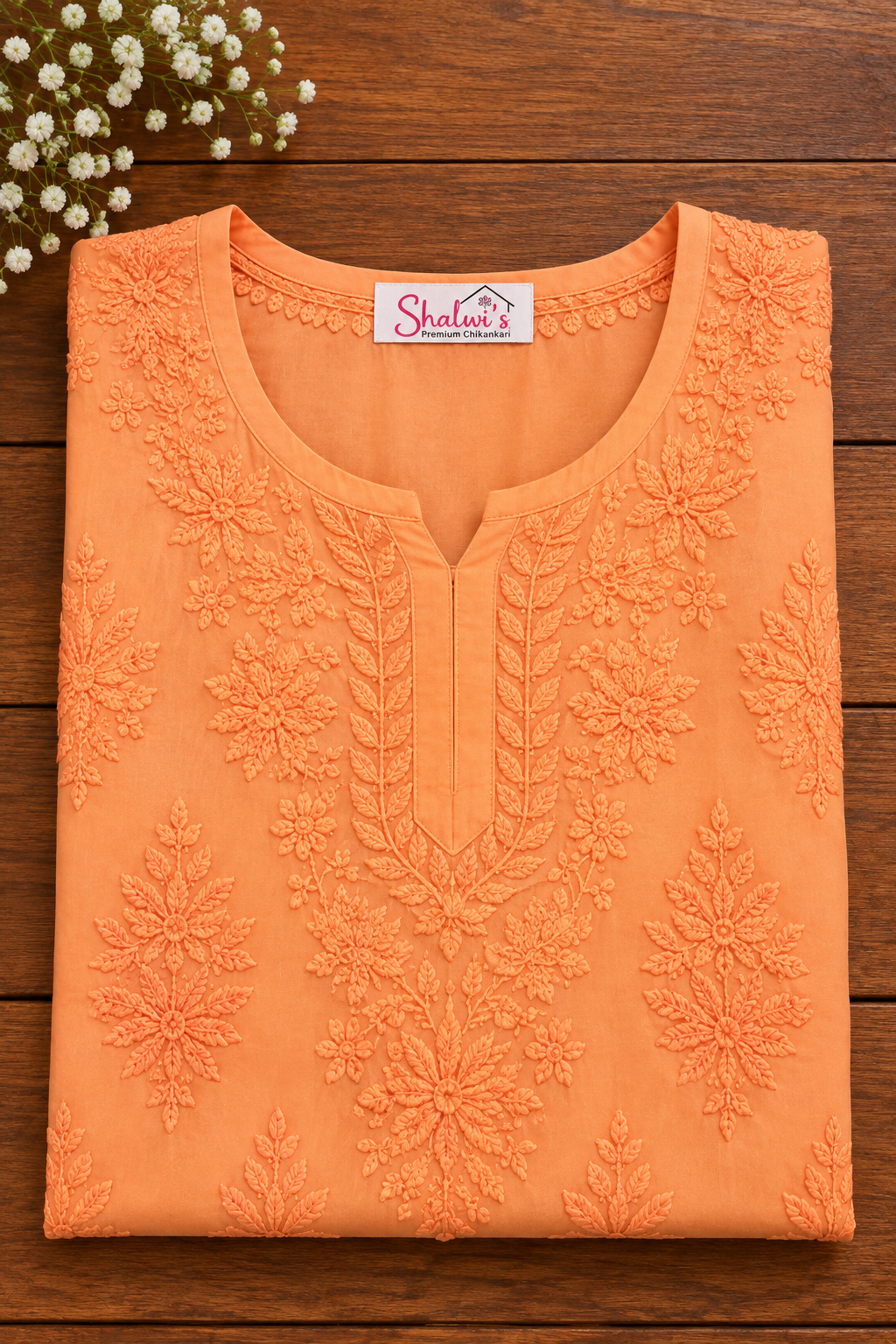 Pure Muslin Short Kurti with Detailed Chikankari Handwork