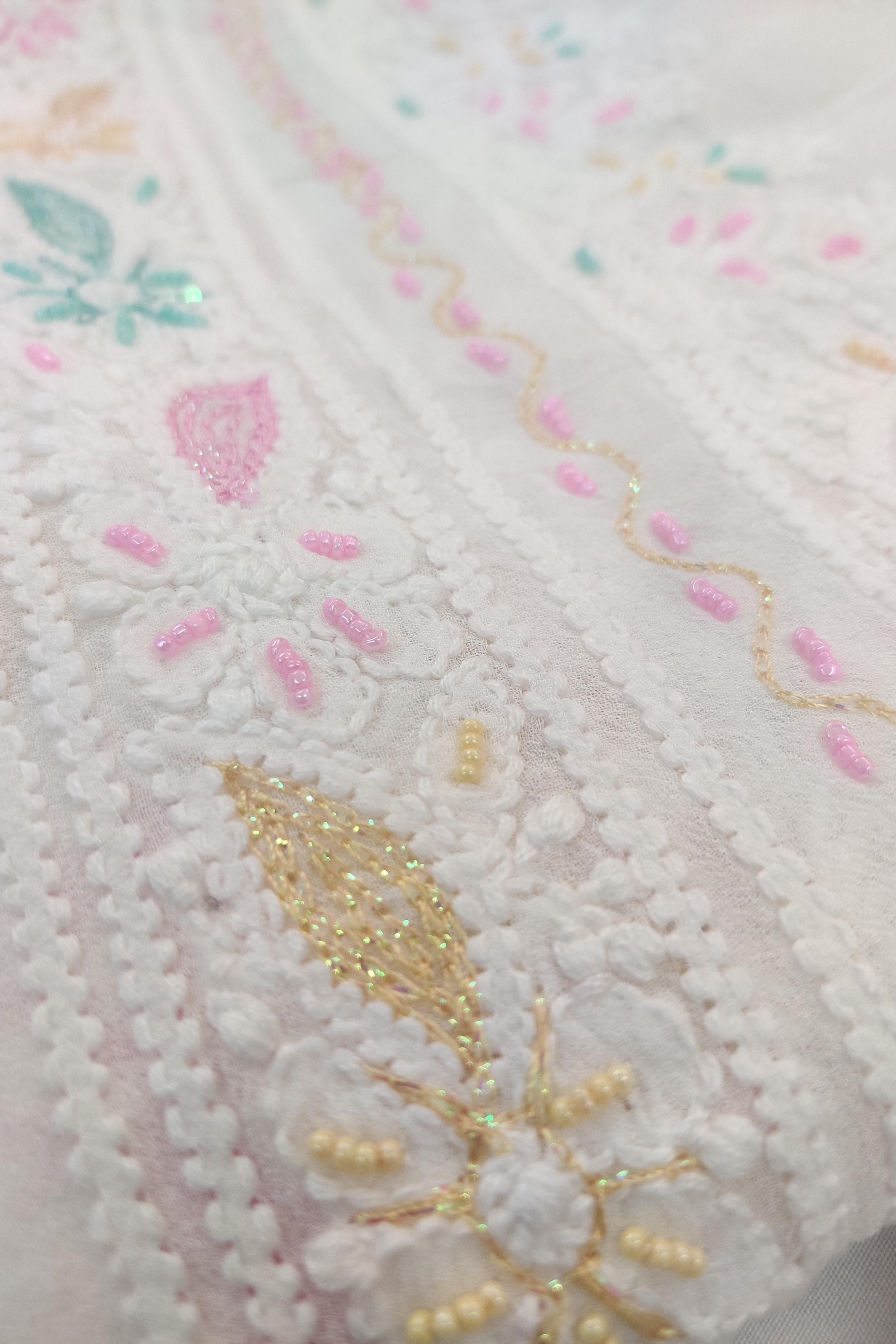 Pure Georgette Semi Stiched Heavy Anarkali with Dupatta - Dyeable