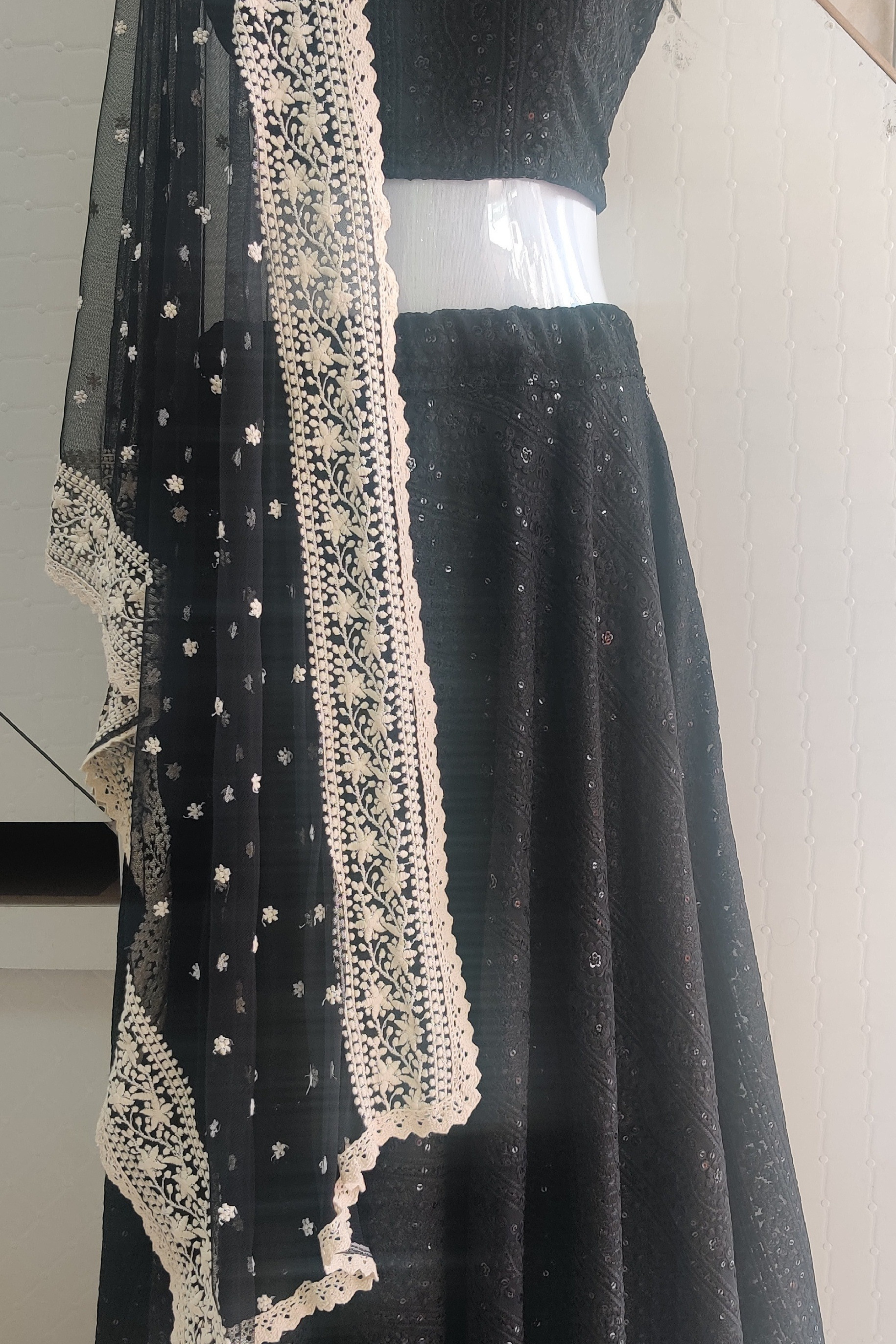 Georgette Chikan sequence Lehenga