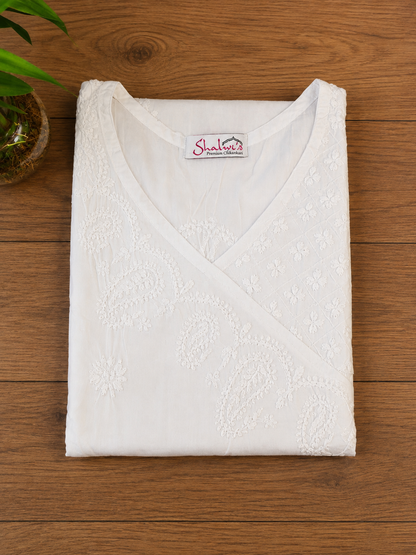 Pure Cotton Short Kurti with Chikankari Handwork