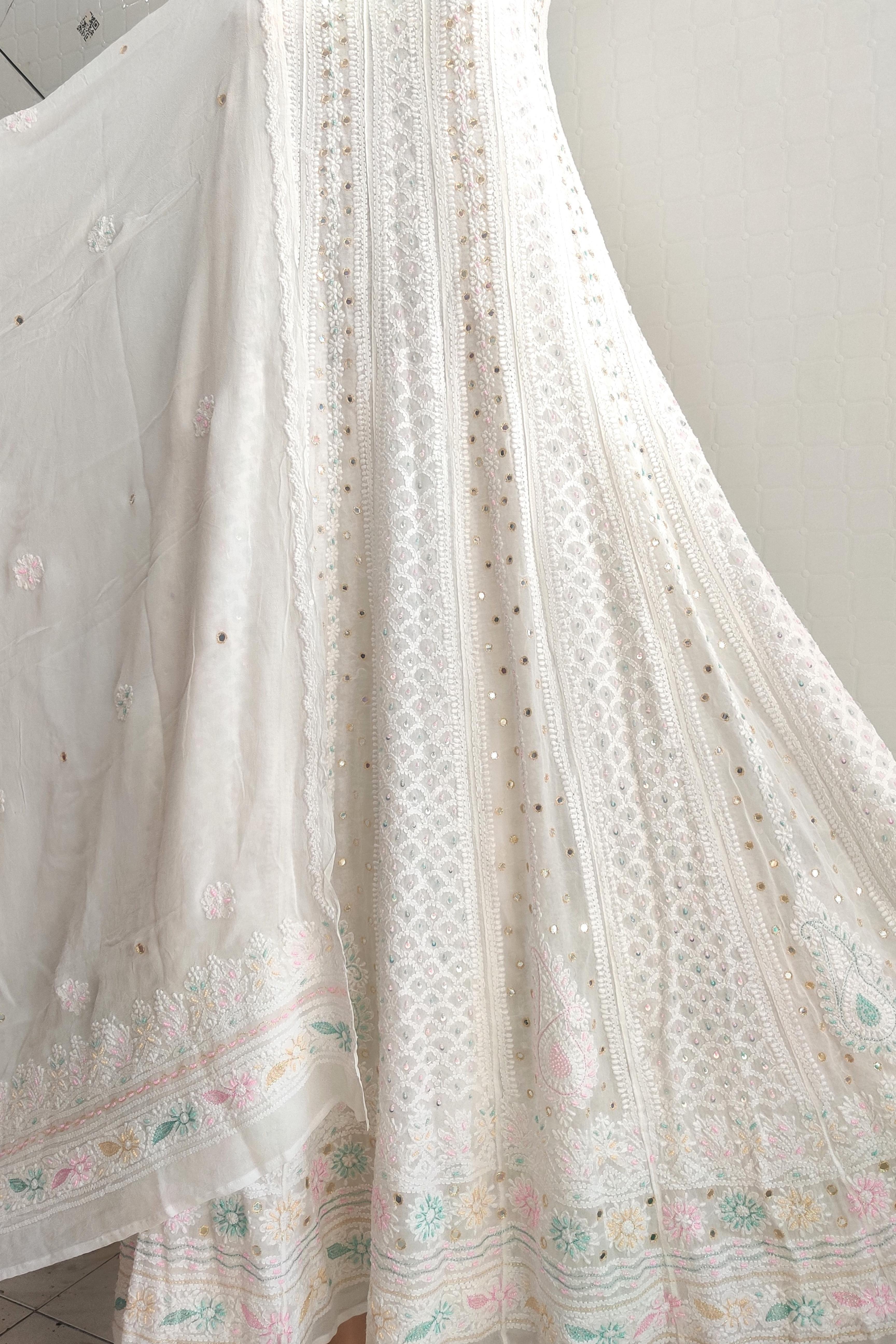 Pure Georgette Semi Stiched Heavy Anarkali with Dupatta - Dyeable