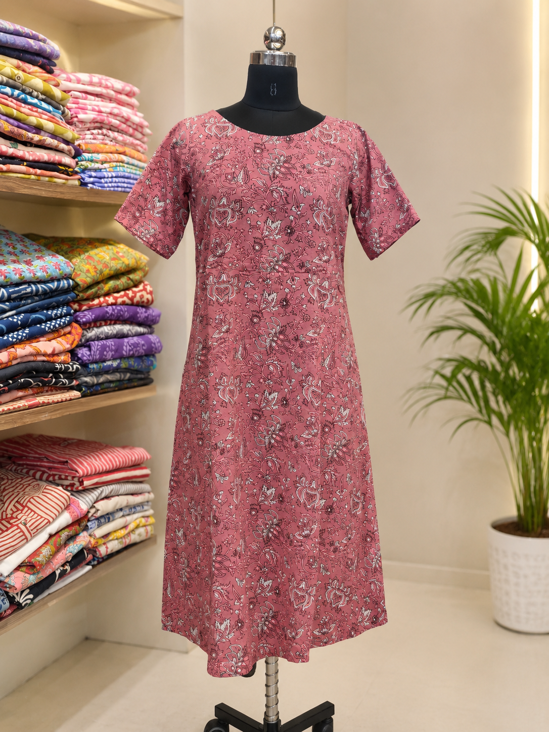 Pure Dabu Dusty Pink Handblock Print One-Piece
