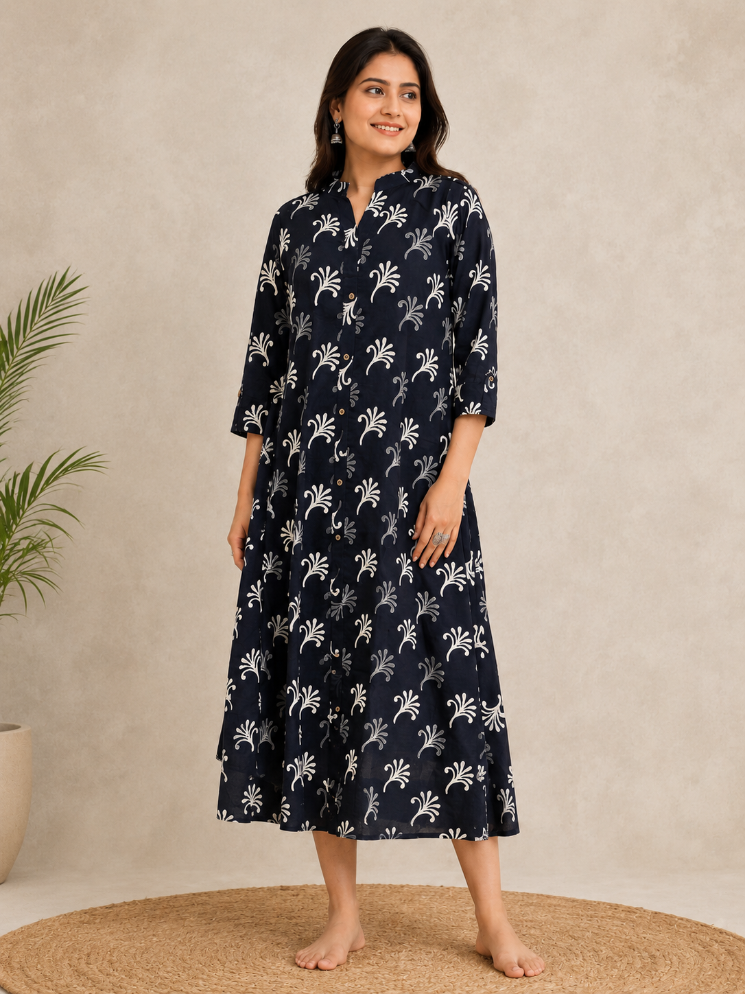 Pure Dabu Hand block Print One-Piece