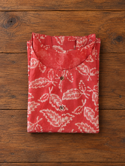 Pure Handblock Print Cotton Sleeveless A-Line Short Kurti