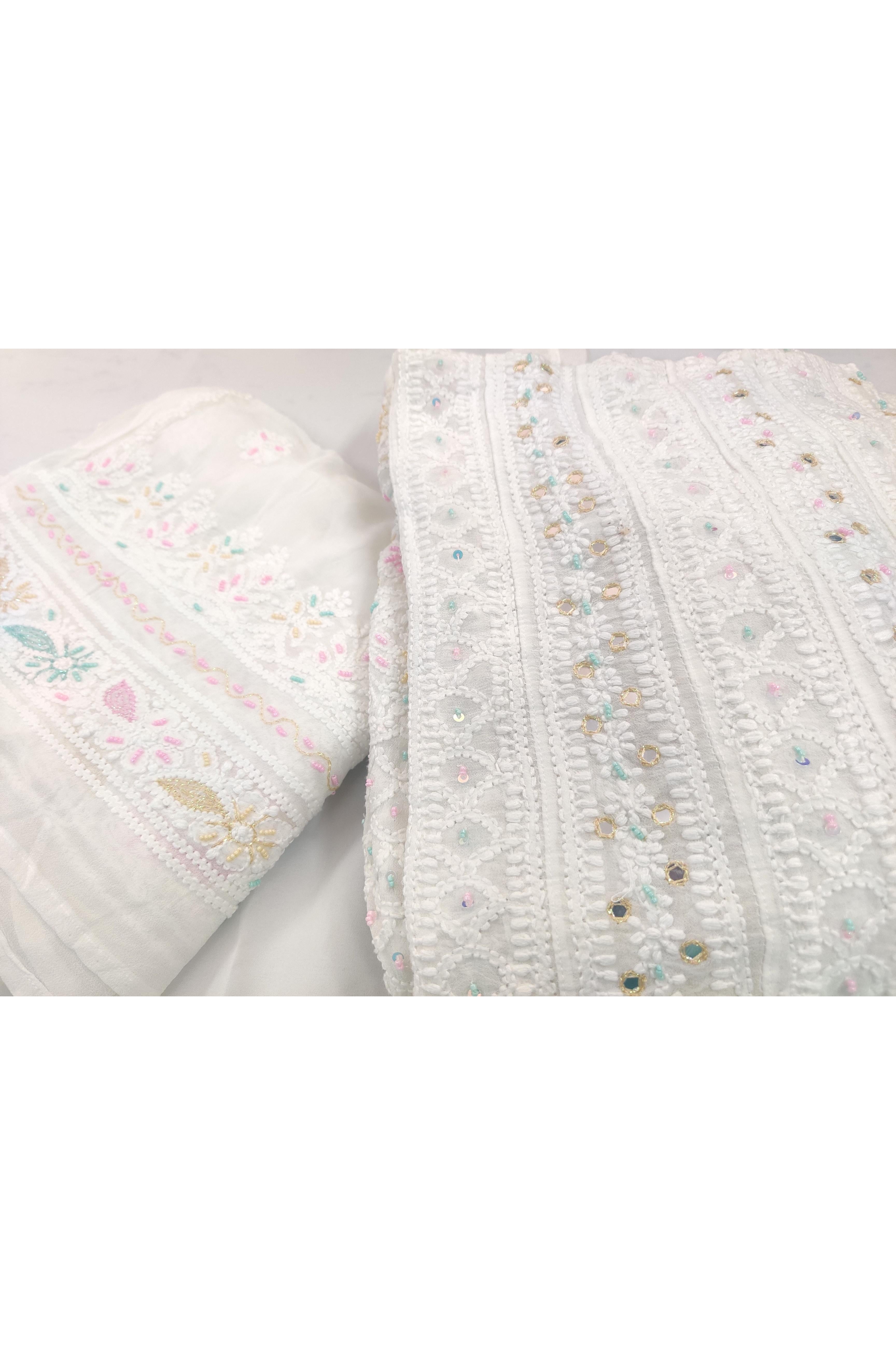 Pure Georgette Semi Stiched Heavy Anarkali with Dupatta - Dyeable