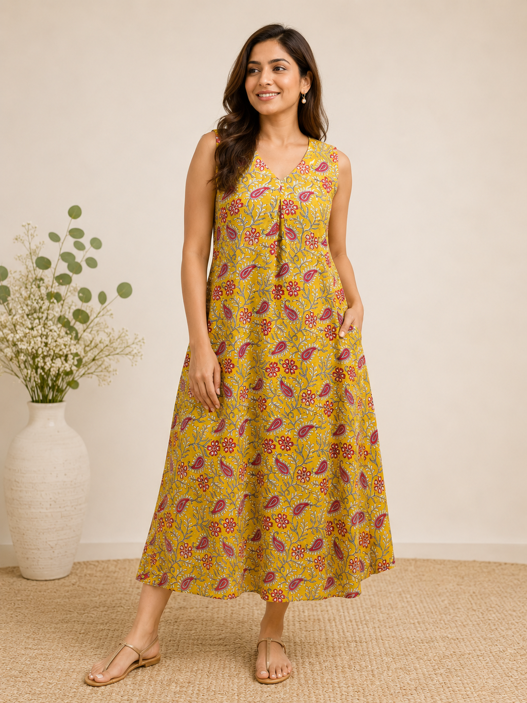 Pure Hand block Print Cotton One-Piece