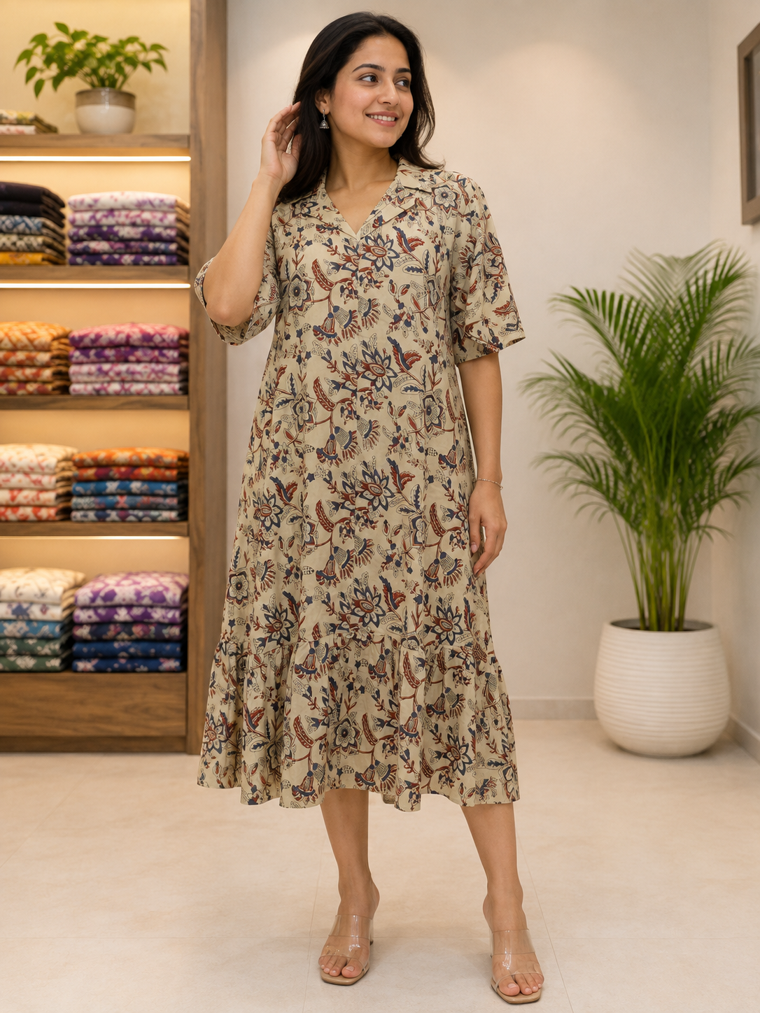 Pure Kalamkari Hand block Print One-Piece