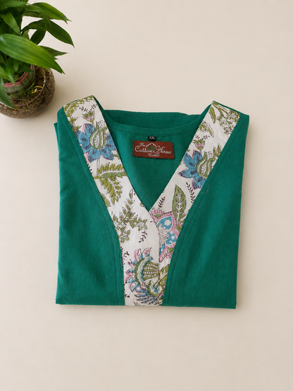 Pure Handblock Print Cotton A-Line One-Piece