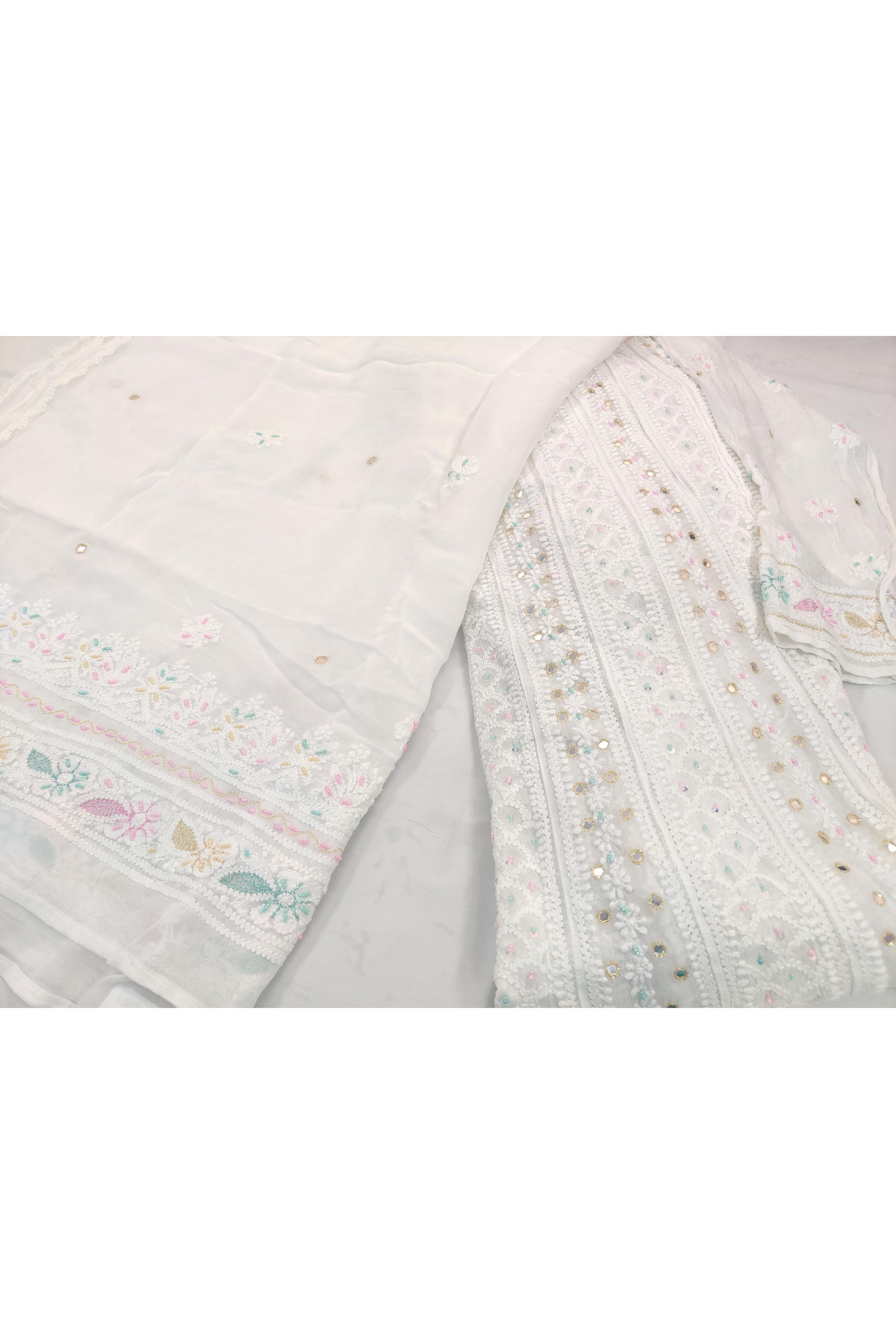 Pure Georgette Semi Stiched Heavy Anarkali with Dupatta - Dyeable