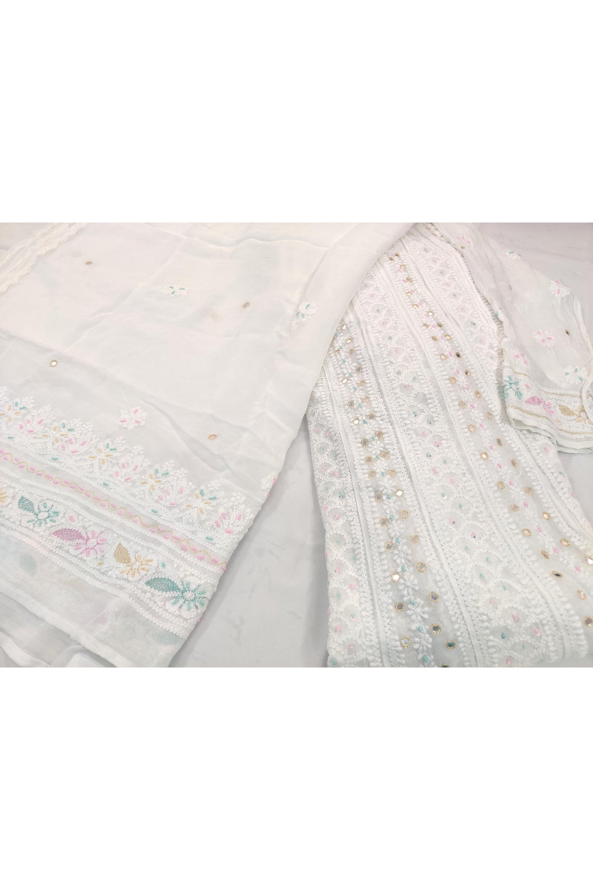 Pure Georgette Semi Stiched Heavy Anarkali with Dupatta - Dyeable