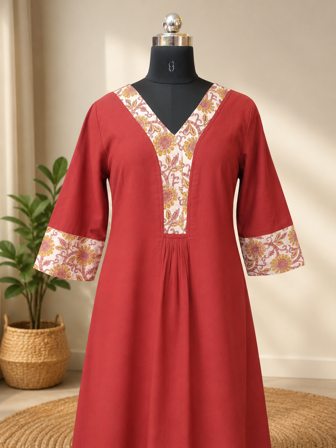 Pure Handblock Print Cotton A-Line One-Piece