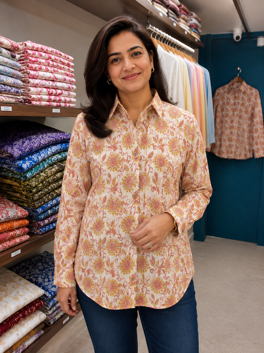 Pure Hand block Print Cotton Shirts