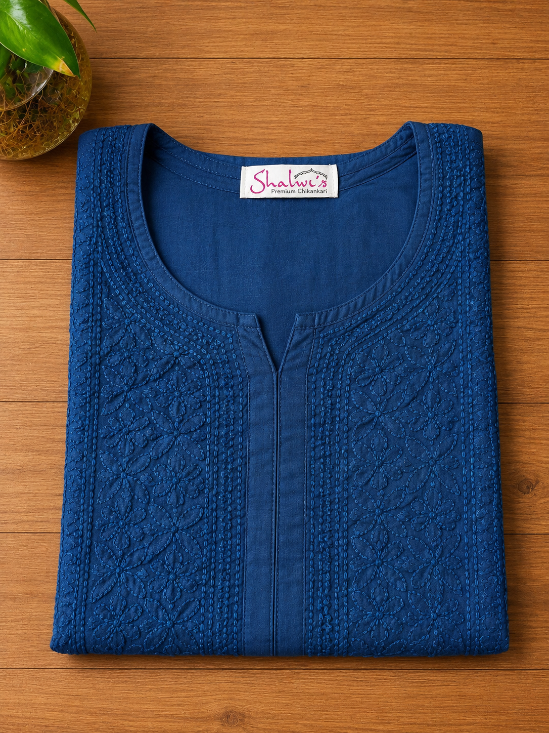 Pure Chanderi Long Kurti with Bakhiya Chikankari