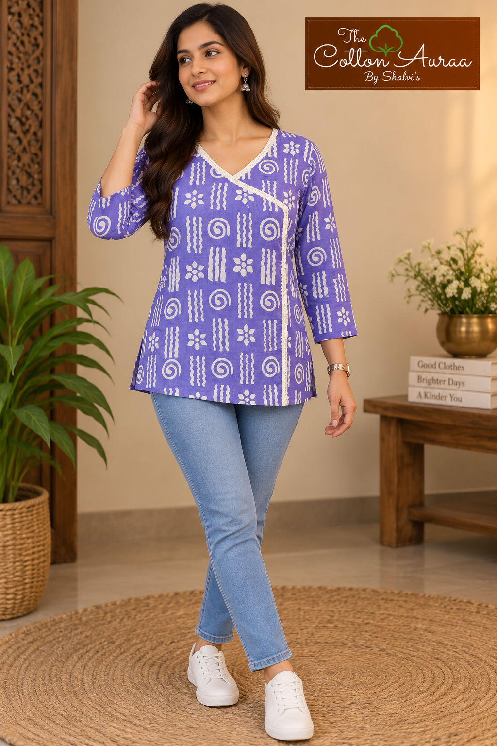 Pure Handblock Print Cotton Angarkha Short Kurti
