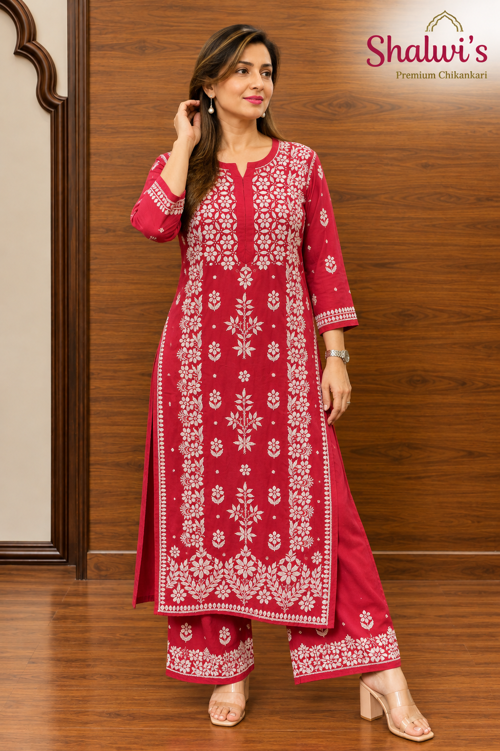Pure Muslin 3D Chikankari handcrafted Coord Set