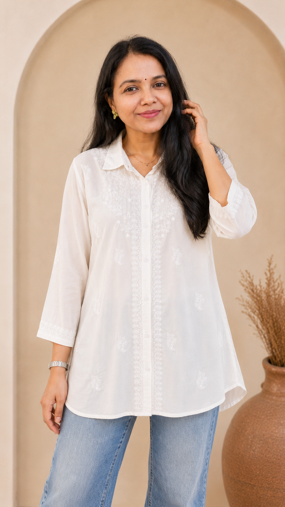 Pure Modal Handcrafted Chikankari Shirt