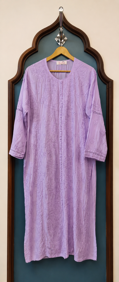 Pure Muslin Chikankari Long Kurti