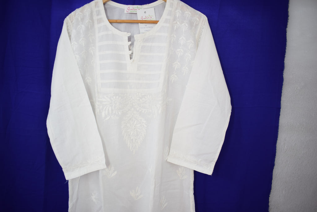 frock Cotton Long White Chikankari Lucknowi Kurti, Wash Care: Machine wash  at Rs 950 in Lucknow