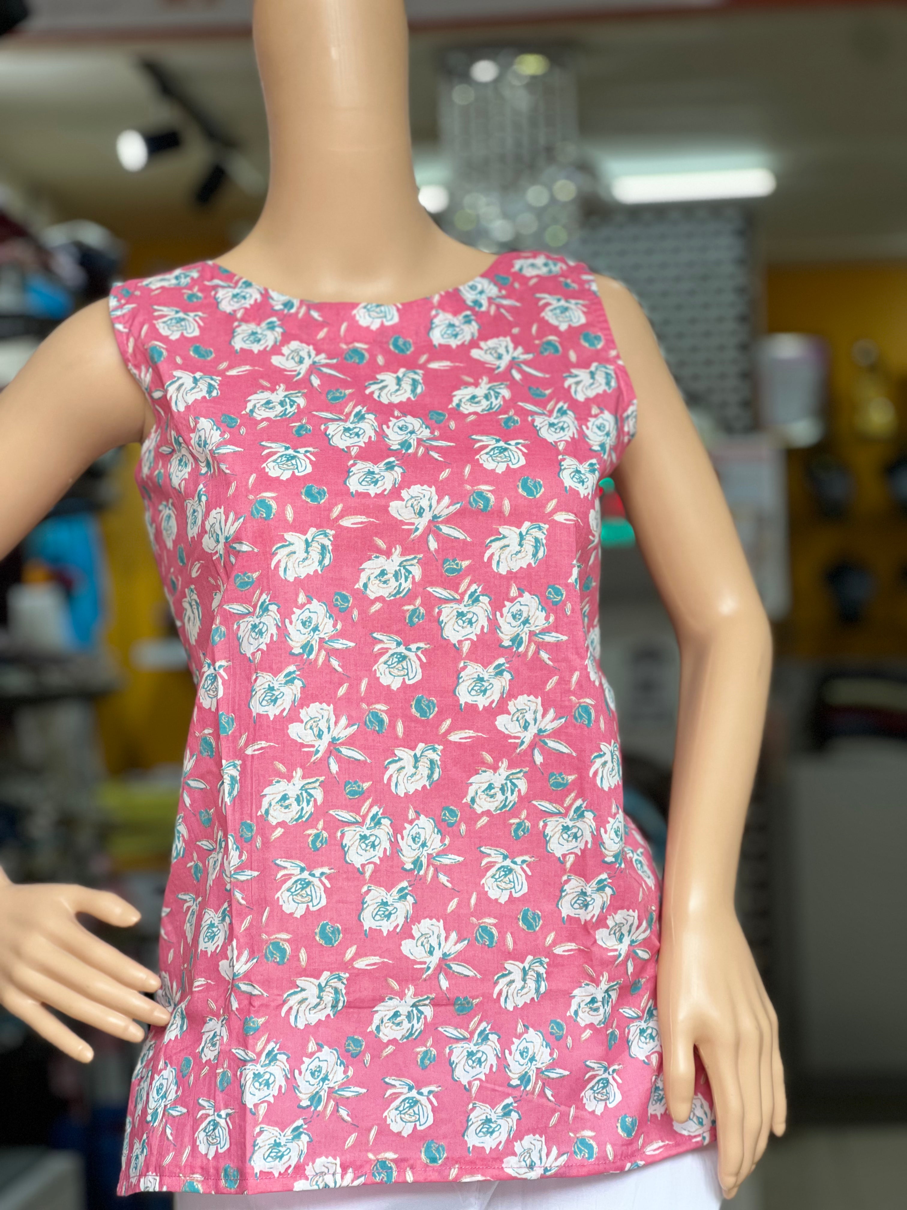 Boatneck Sleeveless Short Kurti