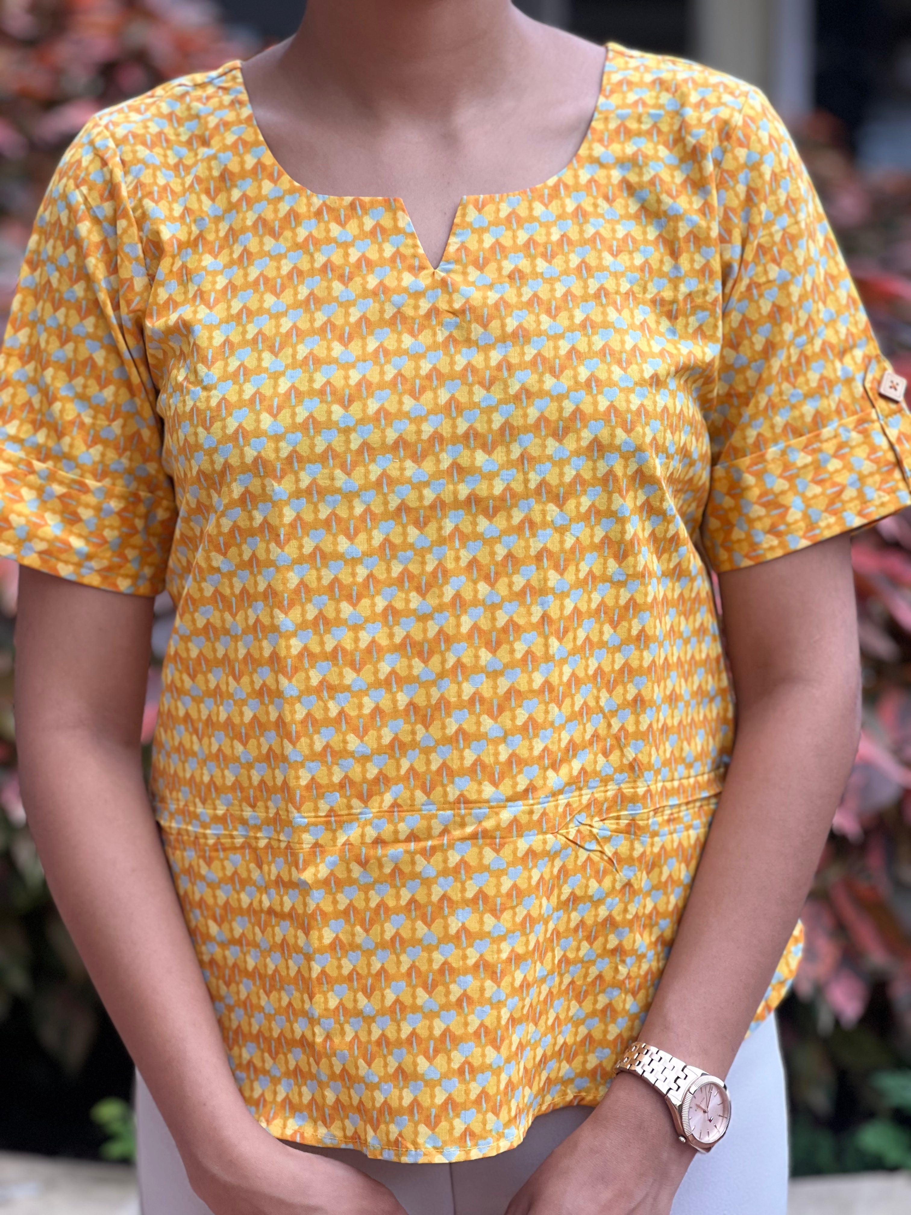 Elbow Button Short Kurti