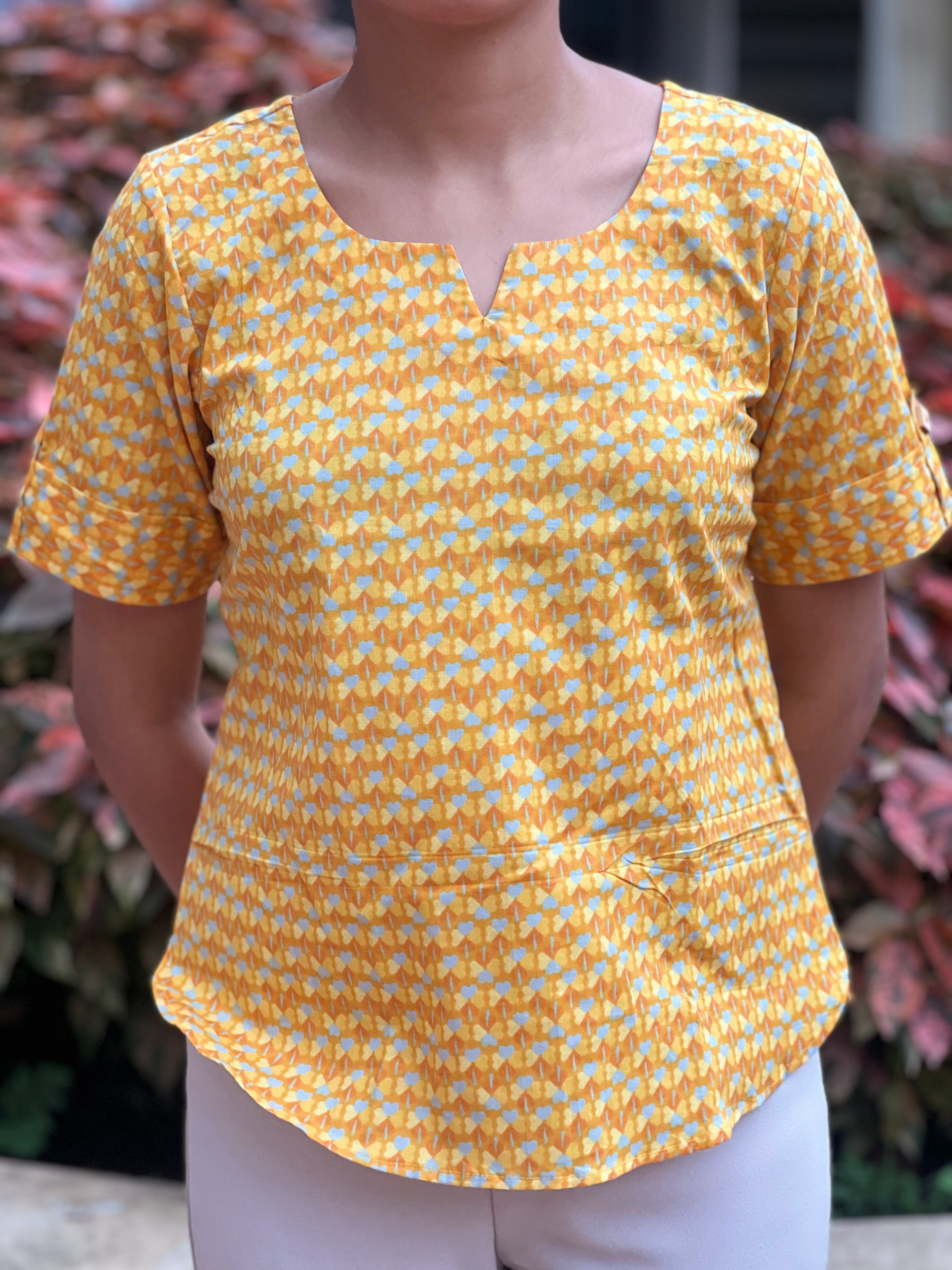 Elbow Button Short Kurti