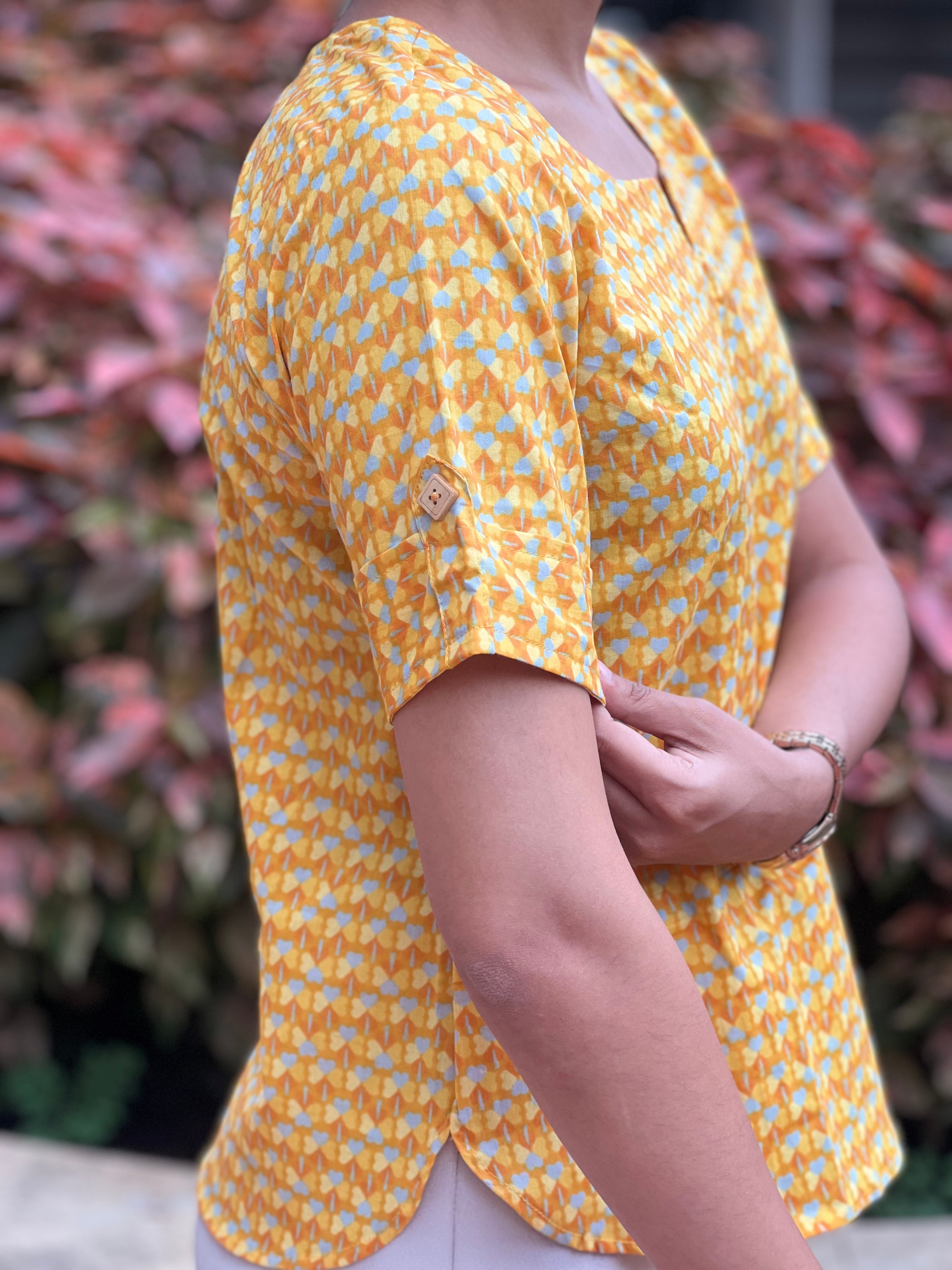 Elbow Button Short Kurti