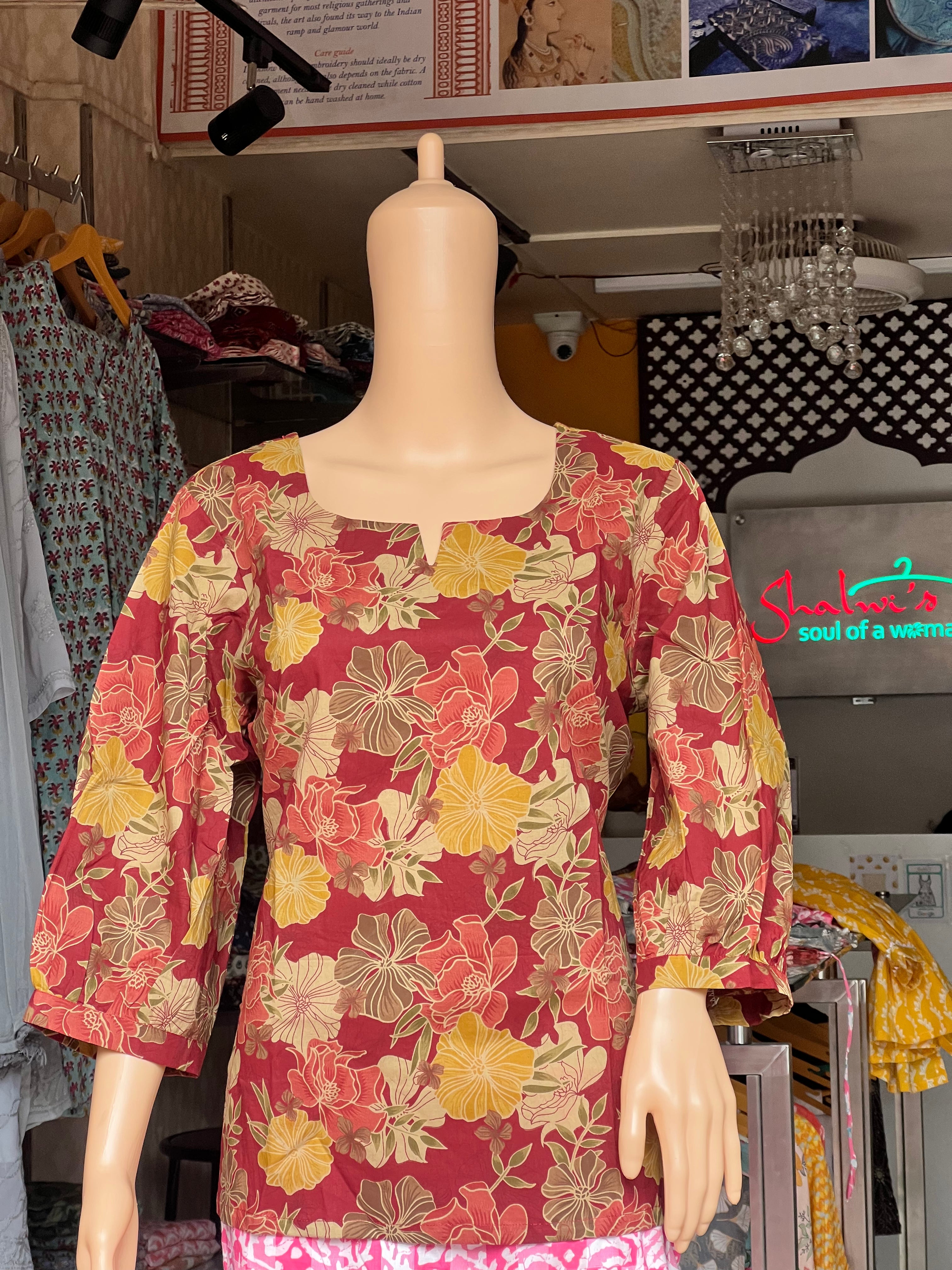 Balloon Sleeve Cotton Top