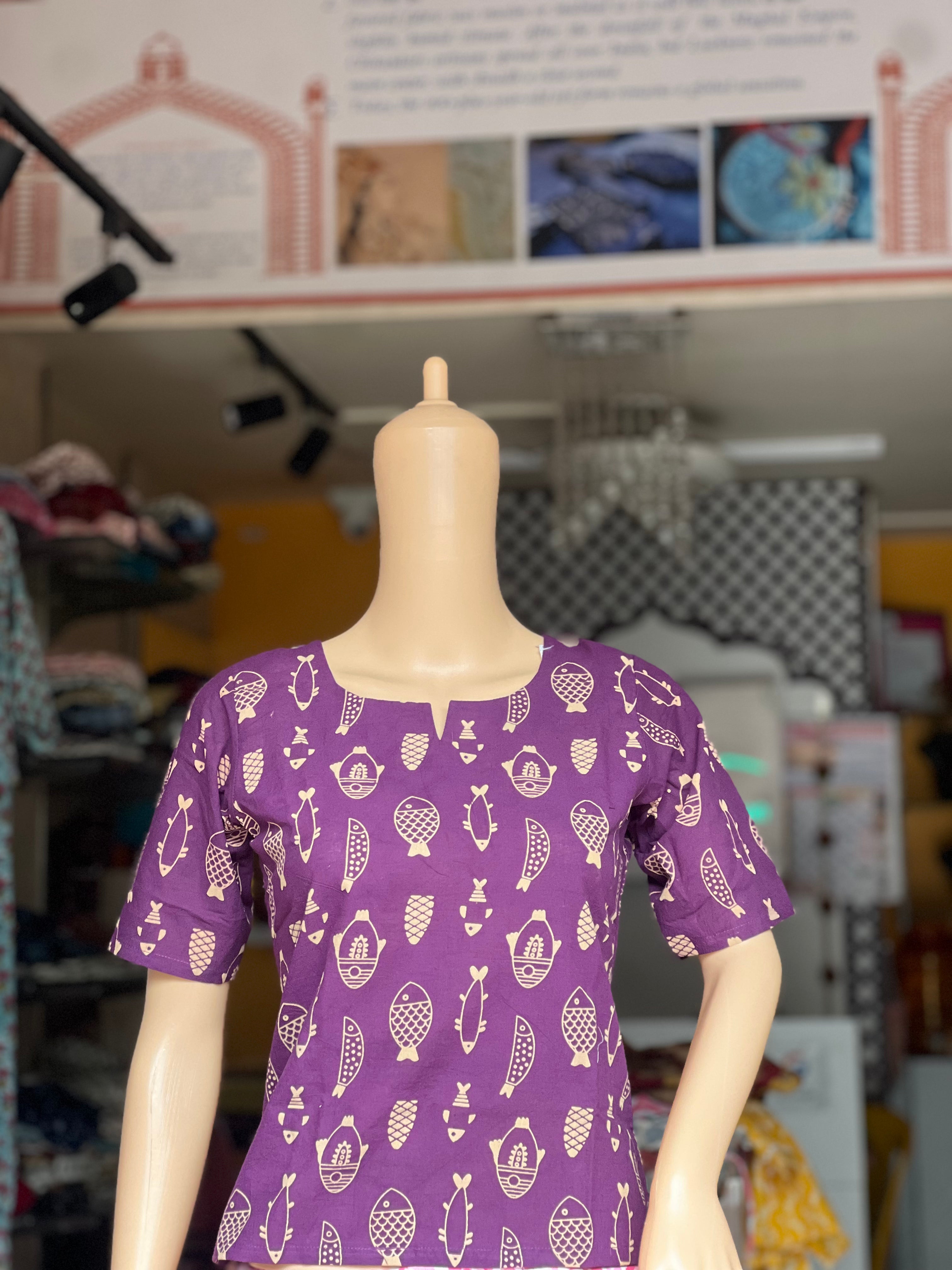Fish Print Short Kurti