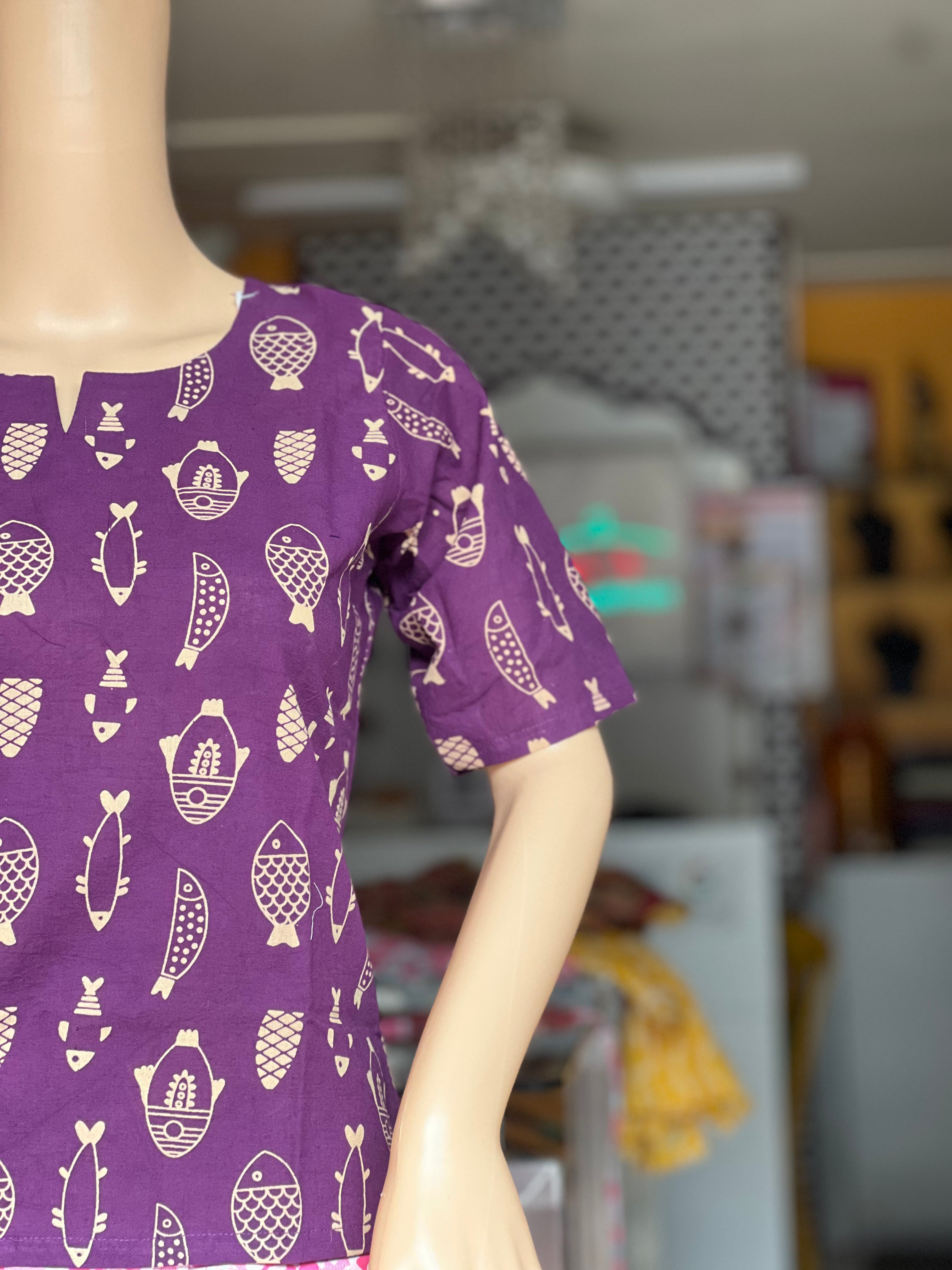 Fish Print Short Kurti