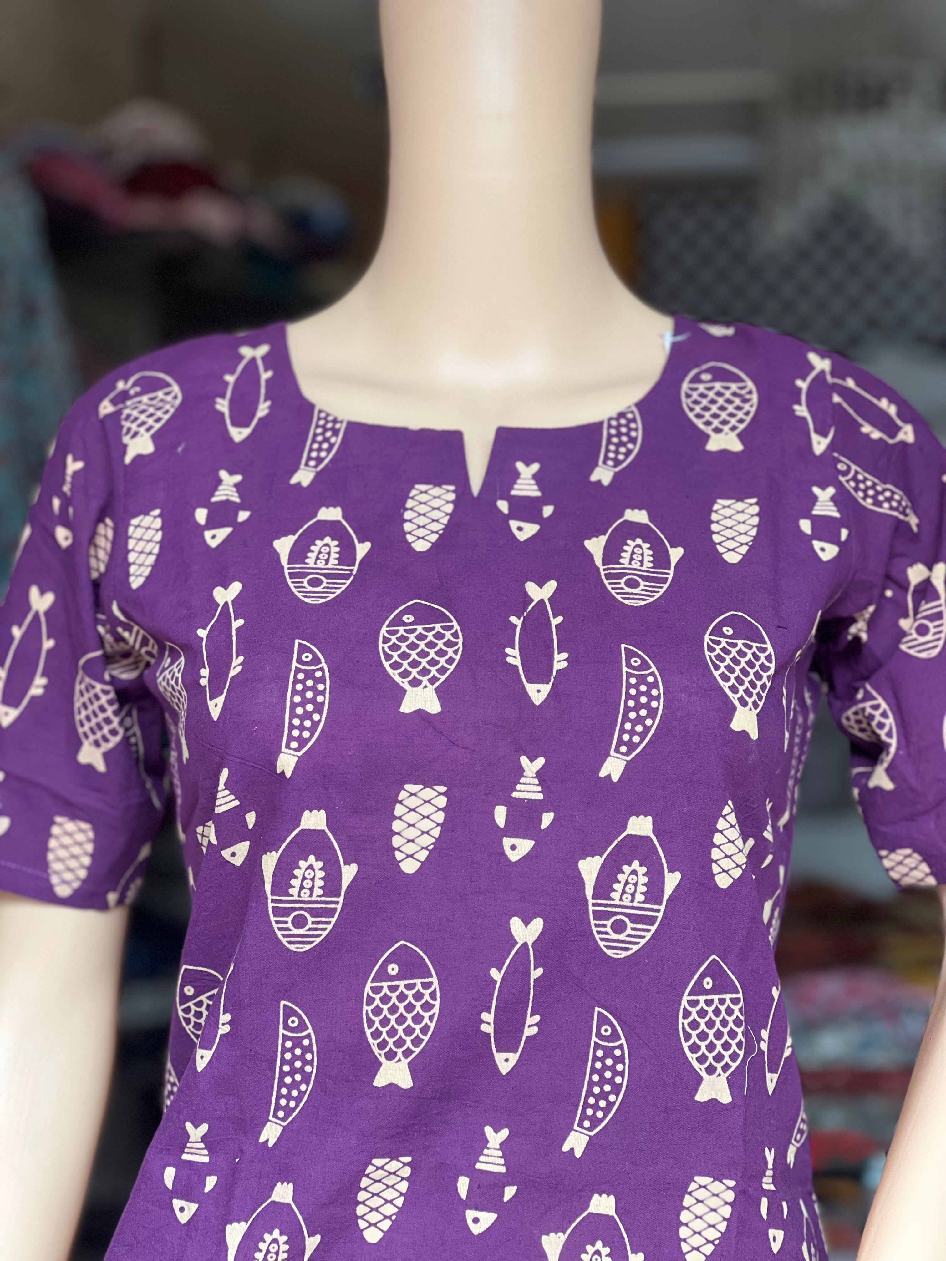 Fish Print Short Kurti