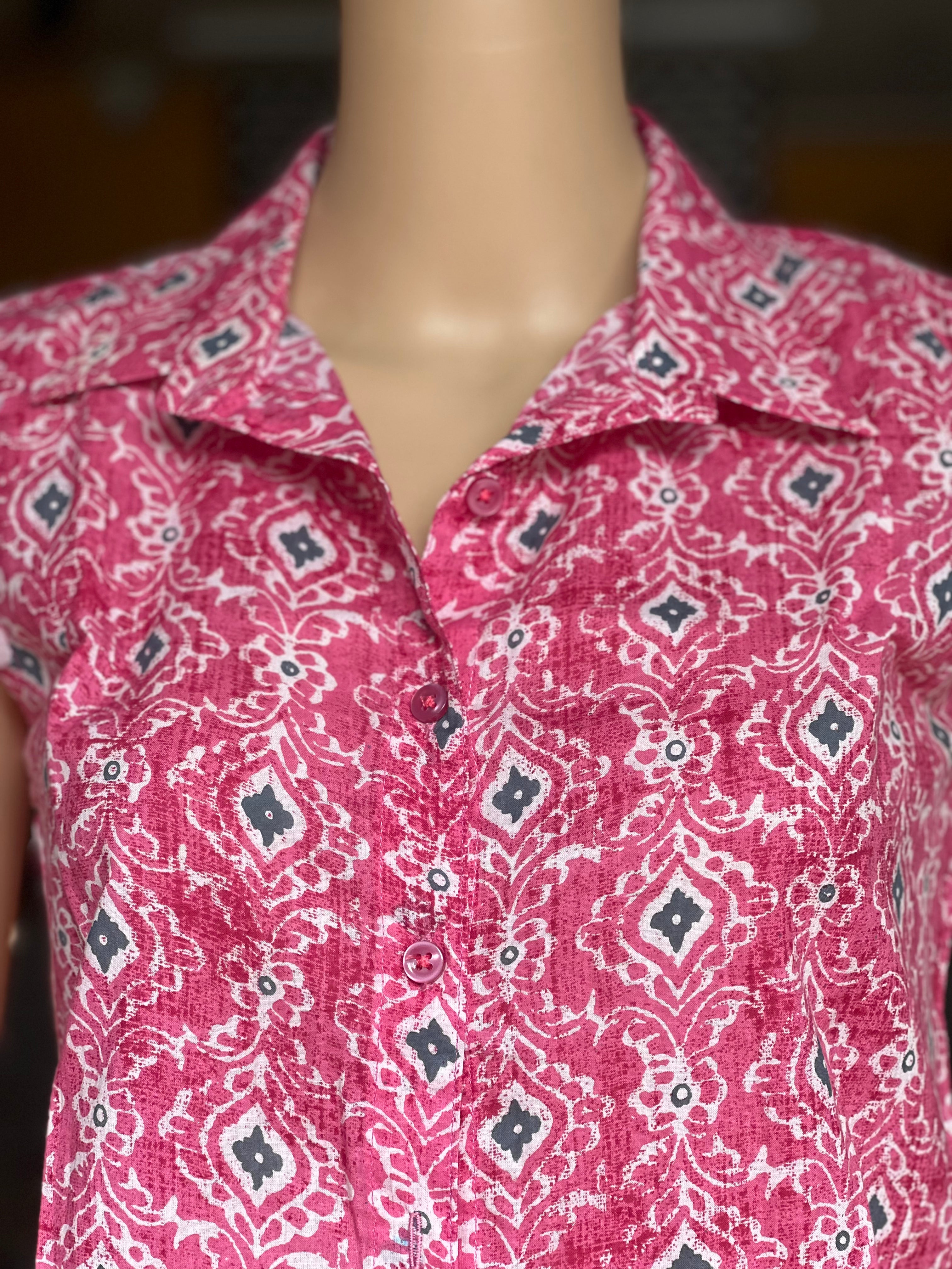 Casual Printed Sleeveless Shirt Pink