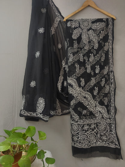 Chhaya - Georgette Chikankari Chhadi Sarees