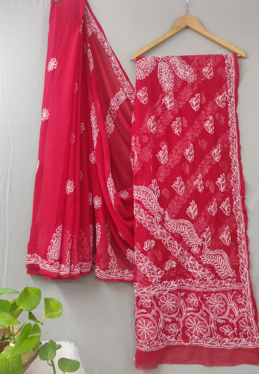 Chhaya - Georgette Chikankari Chhadi Sarees