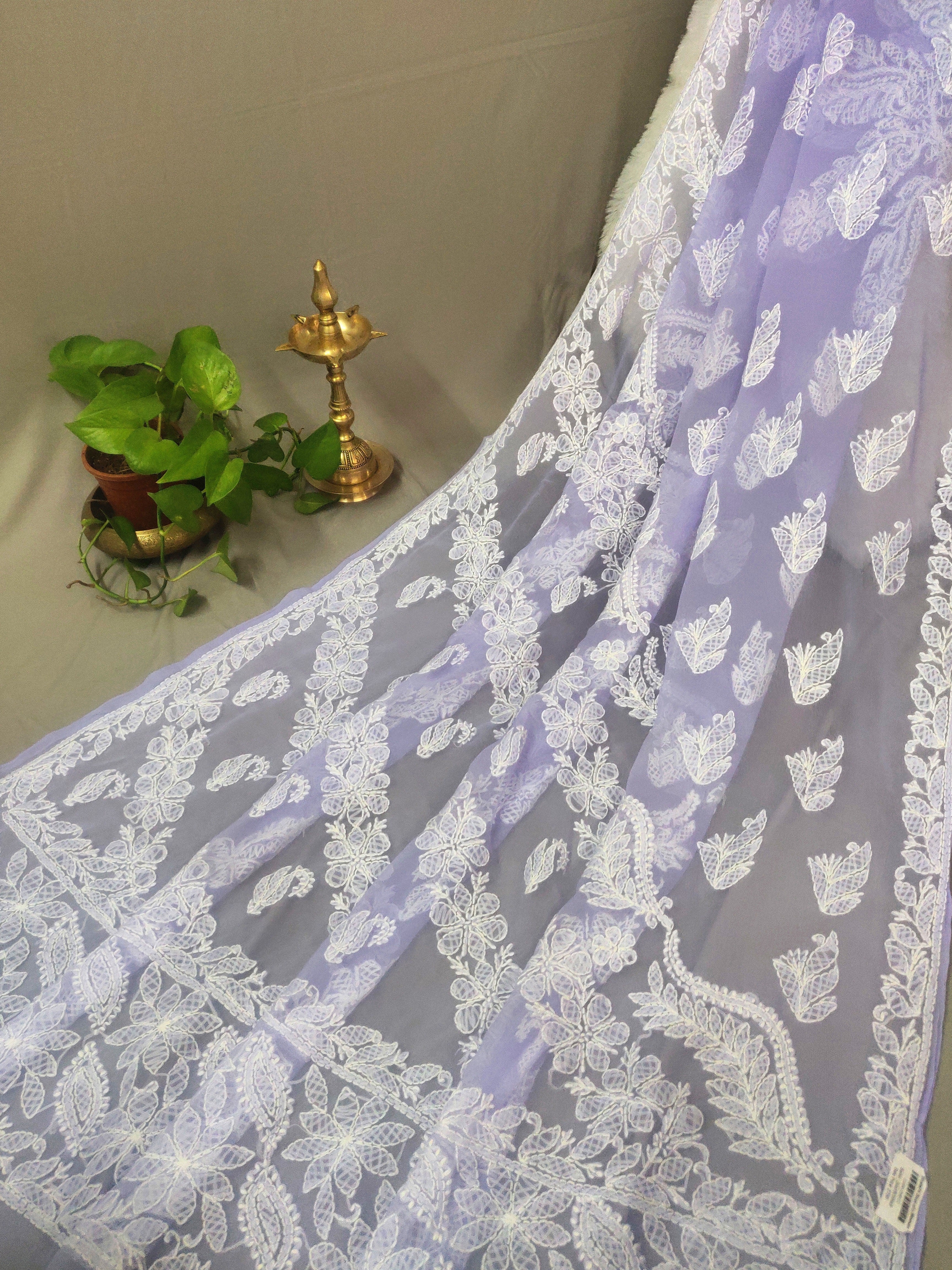 Chhaya - Chikankari Georgette Chhadi Sarees