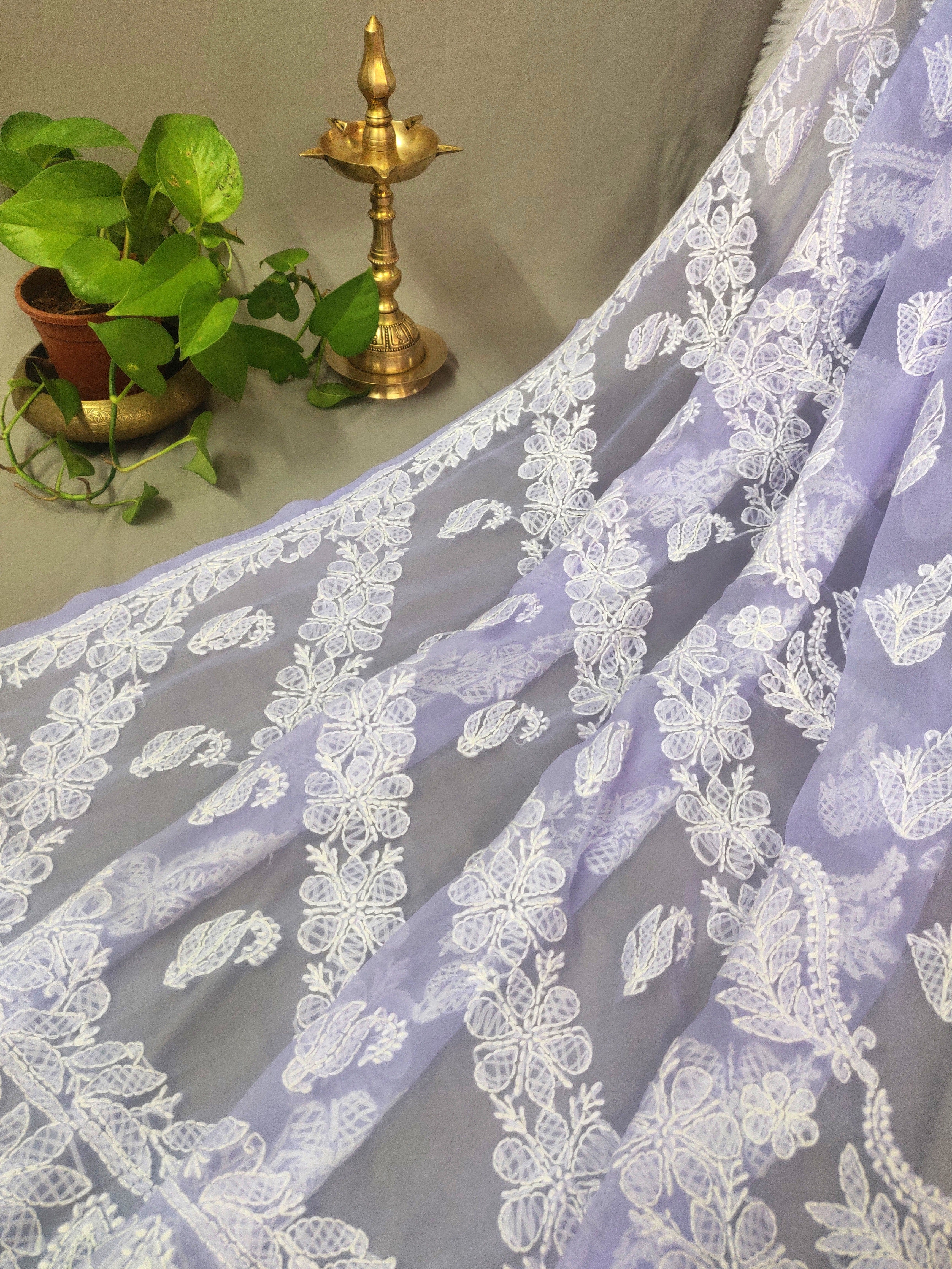 Chhaya - Chikankari Georgette Chhadi Sarees