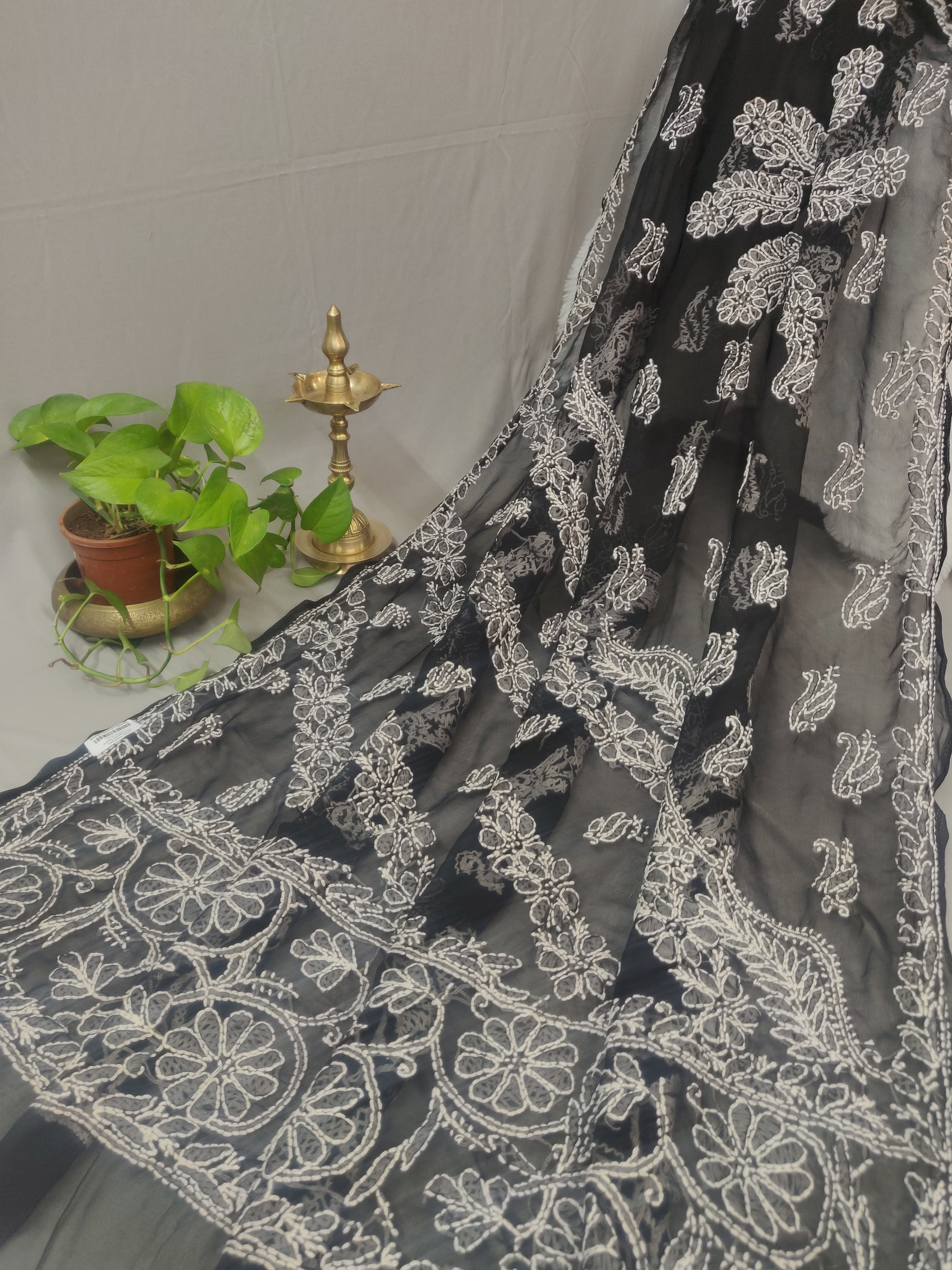 Chhaya - Georgette Chikankari Chhadi Sarees